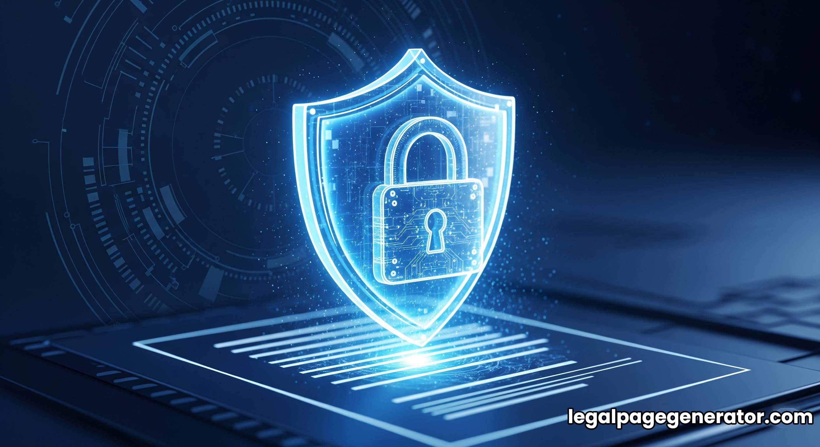 A shield protecting a document, symbolizing a privacy policy